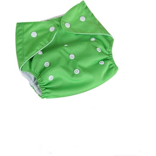 Adjustable and reusable cotton baby cloth diapers, washable pocket diapers for infants aged 0 to 3 years (green)