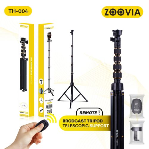 ZOOVIA TH-004R Telescopic Streaming Tripod, Height up to 210cm - Includes Remote Control