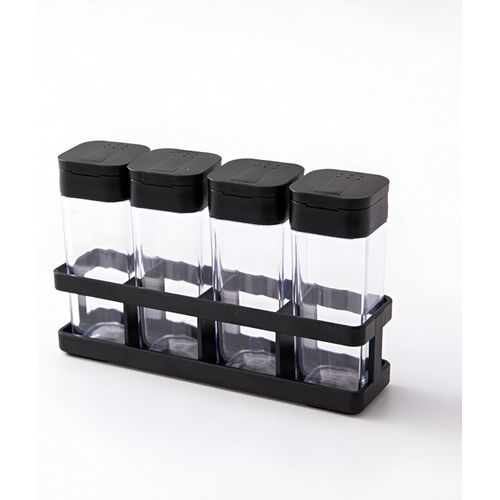Durable Spice Shakers - Upgrade your cooking experience with this sturdy spice organizer complete with four jars for salt and pepper ideal for home kitchens and outdoor adventures