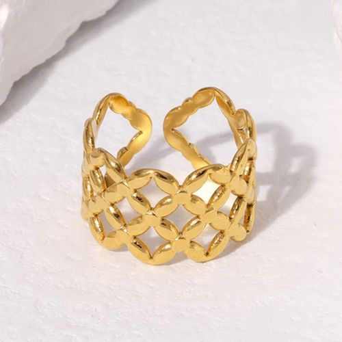 Women's Adjustable Free Size Ring - Elegant Open Band Fashion Accessory - Gold-Tone