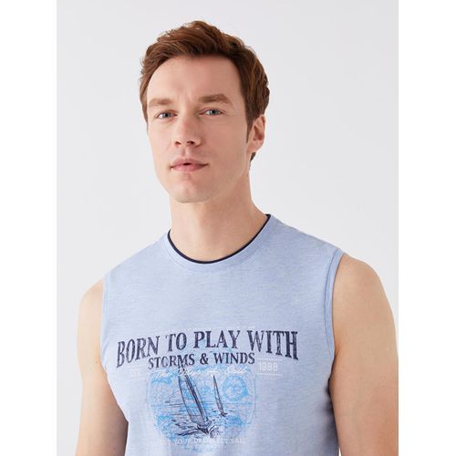 Crew Neck Printed Jersey Men's Sleeveless T-Shirt