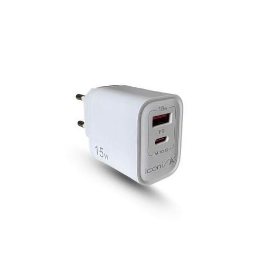 Dual Charger Usb-A Usb-C With Type-C Cable 15W IC-HC1027 - White