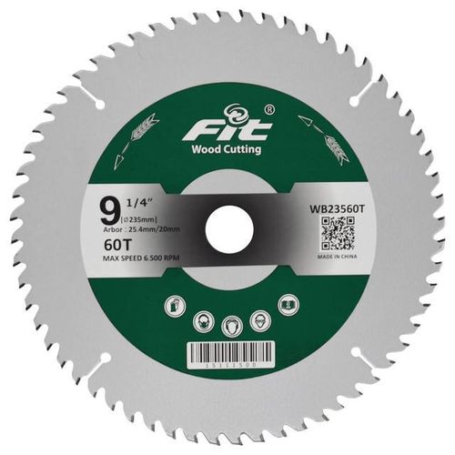 Wood Saw Blade 9.25 Inch 60 Teeth 2.8 mm Kerf 20 mm Bore for Smooth Wood Cutting