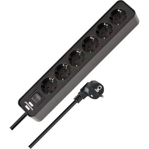 6-Outlet Power Strip with 1.5m Cable - Multi-Socket Extension for Computer & Office Use