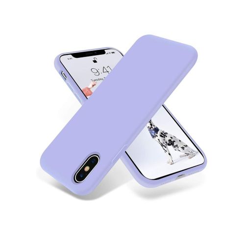 Compatible with iPhone X/iphone XS Case, Liquid Silicone Case, Full Body Protective Cover, Shockproof, Slim Phone Case, Anti-Scratch Soft Microfiber Lining (Light Purple)