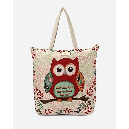 Owl Print Shopper Bag - Beige - (467)