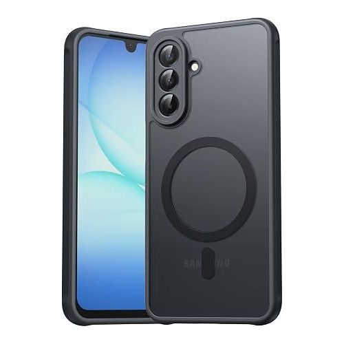 IZDNB Magnetic Protective Case for Samsung Galaxy A17 5G with Camera Protection – Shockproof and Scratch-Resistant Transparent Case (Charcoal Black)