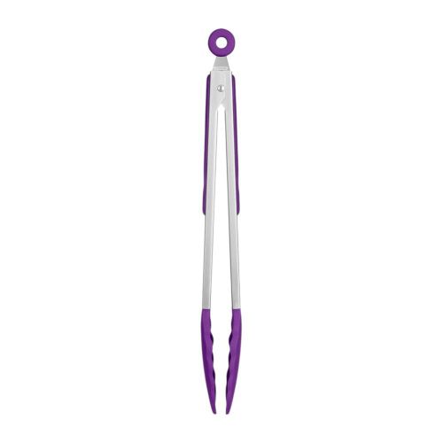 Stainless Steel Kitchen Tongs with Silicone Grip 12 - Purple - GY-103