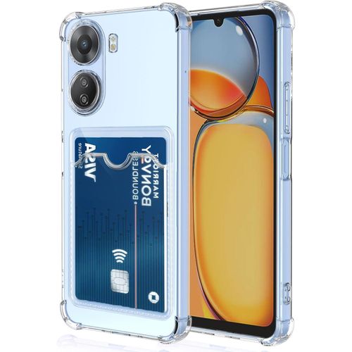 Clear Case with Card Slot Soft TPU Bumper Slim Protective Cover with Card Holder For Xiaomi Redmi 13C