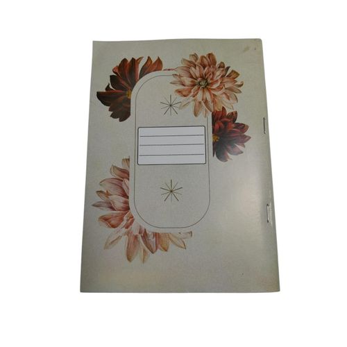 School Notebook Stapled English 100 Sheets Plain Rose Design Coated Cover