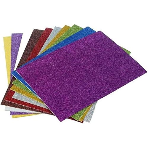 OU SHANG Glitter EVA Foam Sheets A4 Size – 10 Pieces, Sparkle Craft Foam Sheets for DIY, Arts & Crafts, School Projects & Decorations