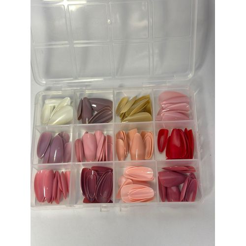 إكسسوارات مايا أظافر ضغط أنيقة 12 لونًا 144 قطعة أظافر اصطناعية للفتيات والنساء مع صندوق