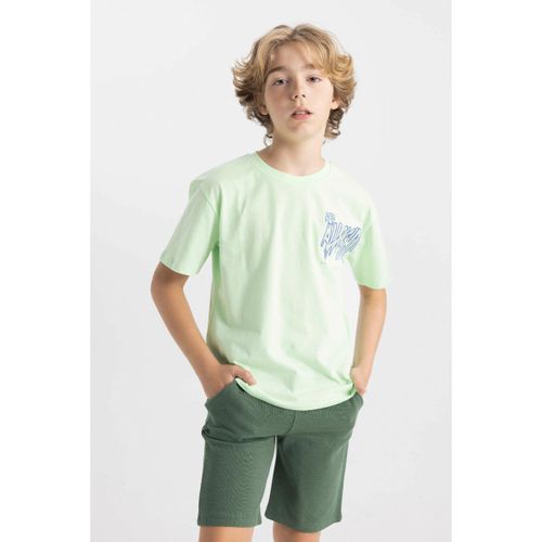 Boy Crew Neck Regular Fit Short Sleeve T-Shirt - Lt.Green