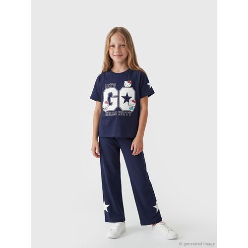 Hello Kitty Printed Girl's T-Shirt And Pants