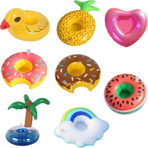 8 Pcs Inflatable Drink Holders Inflatable Drink Holders Floats, Floating Cup Holders Cute Pool Float Cup Holder, Floating Drinks Holder Inflatable Coasters for Summer Pool PartyMulticolor