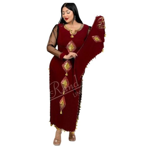 Women's caftan with elegant traditional design and gold embroidery