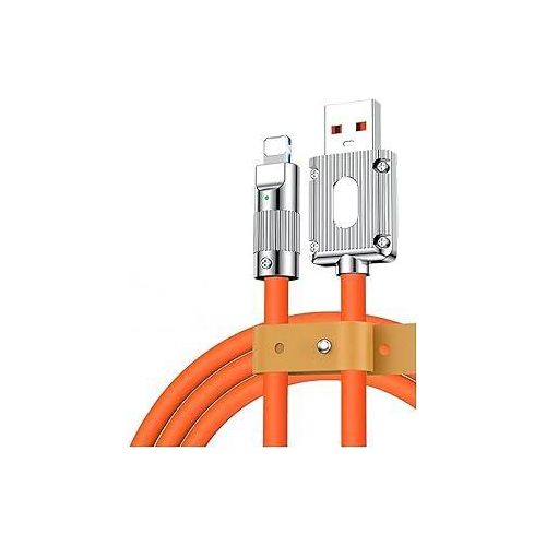 Cable Silicone 15W, 20W, 25W, 27W, 33W, 45W, 67W, 80W, 120W, 3A, 4.5A, 5A, 6A Metal Type-C Usb Thickened Soft Rubber Compatible With Iphone (ST-Compatible with Lightning)