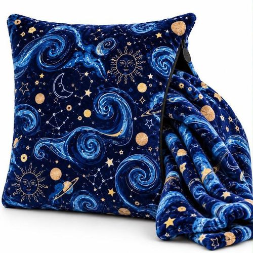 2 in 1 Light Blanket Cushion Galaxy design