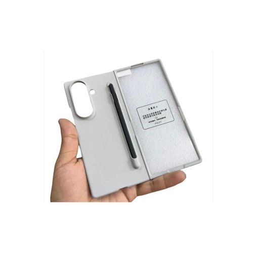 Protective case compatible with Samsung Galaxy Z Fold 7, includes S Pen, full glass screen protector, shockproof, polycarbonate cover - Light Gray