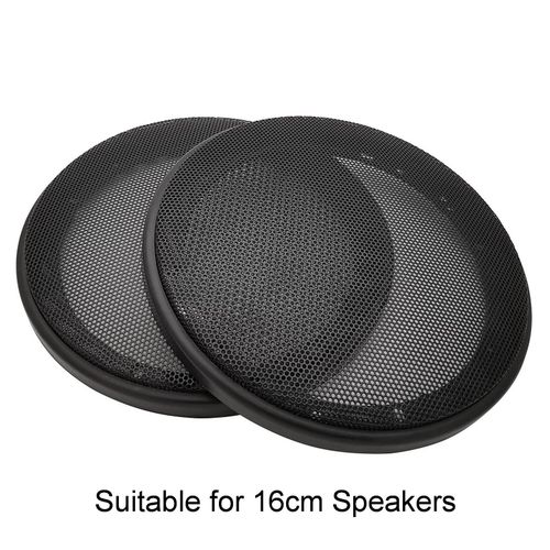 قطعتين غطاء حماية سماعات مقاس 16 سم مصنوع من شبكة معدنية بإطار من بلاستيك ABS - أسود