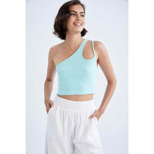Woman One Shoulder Slim Fit Athlete - Mavi Orta