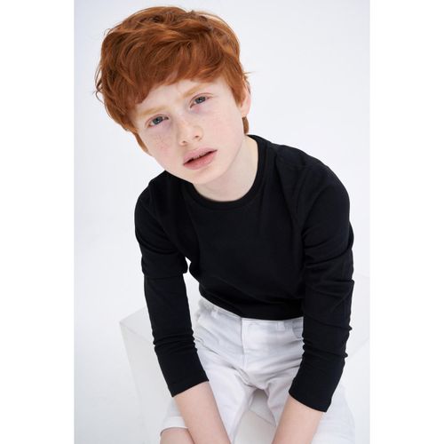 Boy Crew Neck Regular Fit Long Sleeve T-Shirt - Black