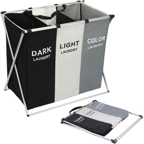 Laundry Sorter Basket 3 Sections - Distinctive Design and High Quality Material - Durable and Lightweight