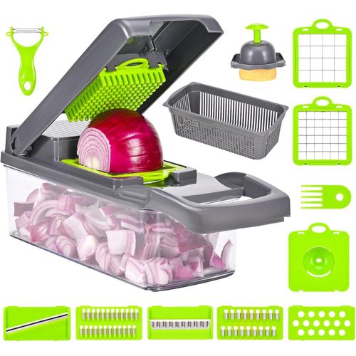 16 in 1 Multifunctional Vegetable Cutter, Manual Vegetable Cutter, Manual Vegetable Slicer, Vegetable Slicer Cubes with 7 Different Blades for Garlic, Cabbage, Carrots, Potatoes, Tomatoes