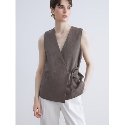 Double Breasted Textured Women's Classic Waistcoat