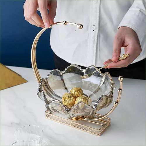 Glass Crescent Serving Dish for Fruits Chocolates and Desserts