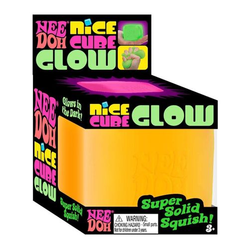 NeeDoh Nice Cube GLOW ORANGE Stress Ball Glows in the Dark