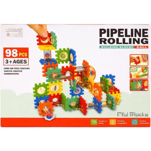 STEM Building Blocks Set 98 PCS – Gears, Tubes & Maze Construction Toy Educational Creative Building Set for Boys & Girls 3+ Years