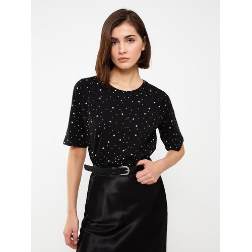 Crew Neck Patterned Short Sleeve Women's T-Shirt