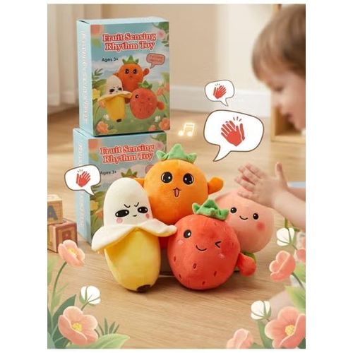 Interactive fruit game with sensors and musical tones.