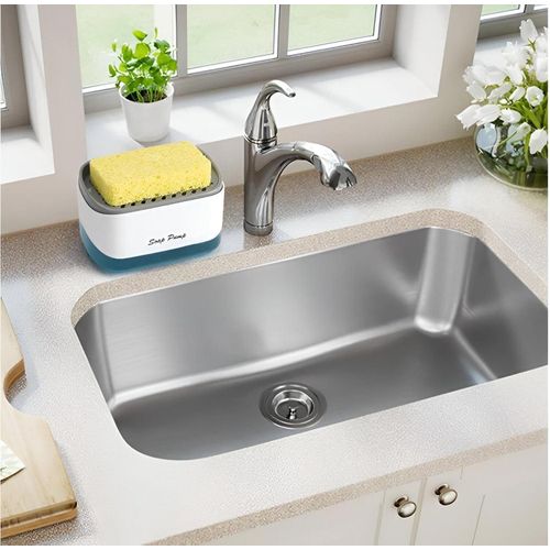 Kitchen Soap Dispenser - Discover Innovative Sponge Holder and Liquid Soap Dispenser that Ensures a Clean Work Surface and Prevent Bacteria Growth with Breathable Design for Fast Drying 108514cm