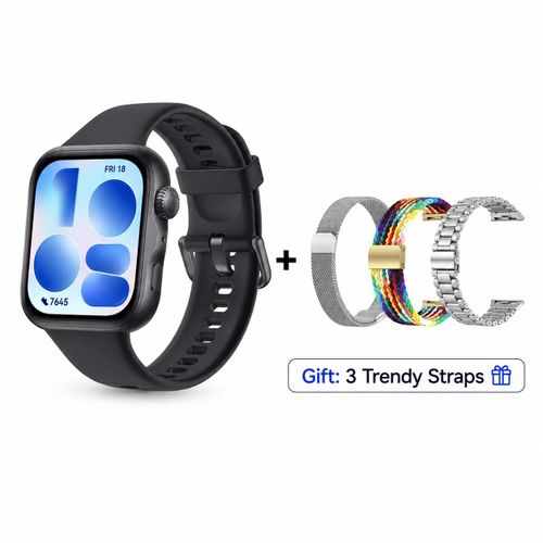 WATCH FIT 5 Smart Watch, 1.82 AMOLED, Dual-Band GPS, Bluetooth Calling, 5 ATM, Black, 3× Trendy Straps Gift