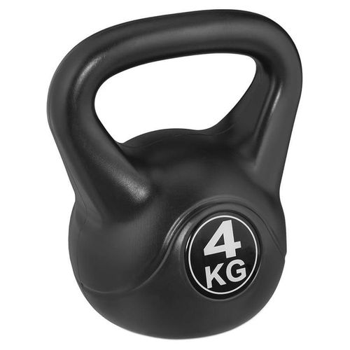 Kettlebell dumbbell 4 kg sand-filled plastic frame gym and home exercise equipment for women and men black