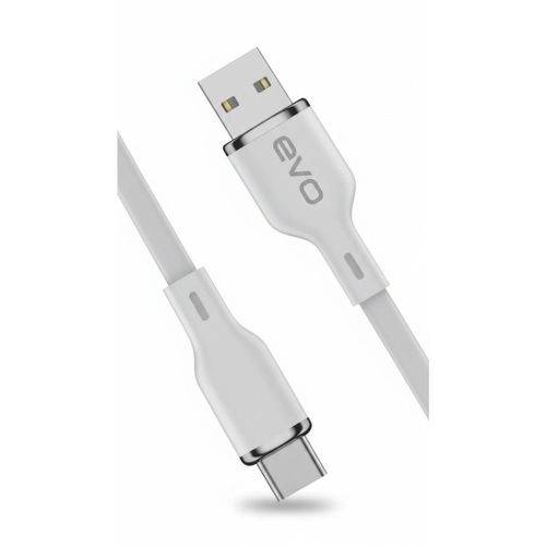 EVO B05T High Speed USB to Type-C Charging Data Cable 3A Max Output Fast Charging Ultra Fast Data Transfer Durable Reinforced Connectors Elegant White Design with Metal Accents Smart Device Protection