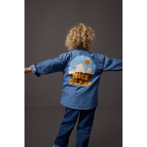 Baby Boy Back Print Long Sleeve Jeans Shirt