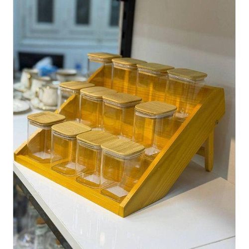 12-piece Spice Set In Ladder Stand Wood 200 ML - High Quality, Latest Model.