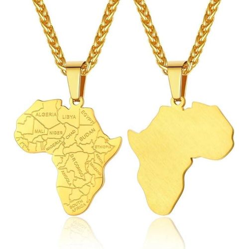 Africa Style Map Pendant Necklace for Men Women, Unisex, Stainless Steel, 25 grams, Minimalist, Adults, African Culture Enthusiasts, Geography Enthusiasts, Necklace
