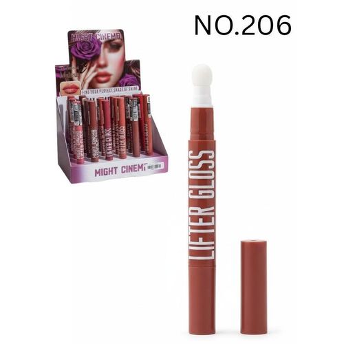 Might Cinema Lifter Gloss Hydrating Lip Plumper â€“ High-Shine Long-Lasting Lip Gloss with Hyaluronic Acid & Applicator for Fuller, Smoother Lips-206