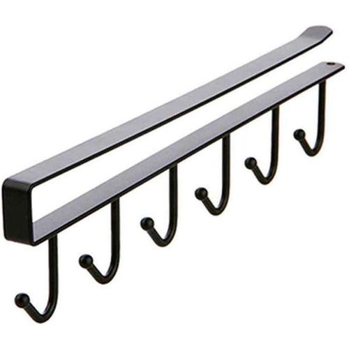 Metal 6 Pin Nail Free Rack Wall Hanger, Black