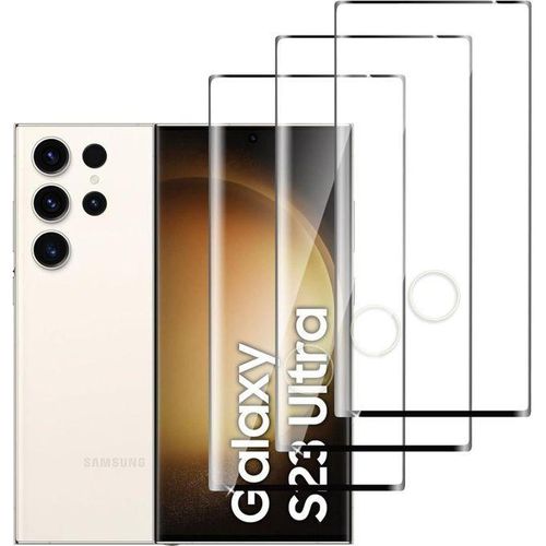 Pack of 3, Tempered Glass Screen Protector for Samsung Galaxy S23 Ultra, Free from Scratches, 3D Full Coverage, 9H Hardness, Scratch-Resistant, Ultra Thin, HD Screen Protector