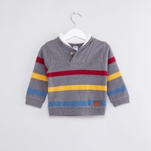 Striped Shawl Collar Sweat Top DARK GREY