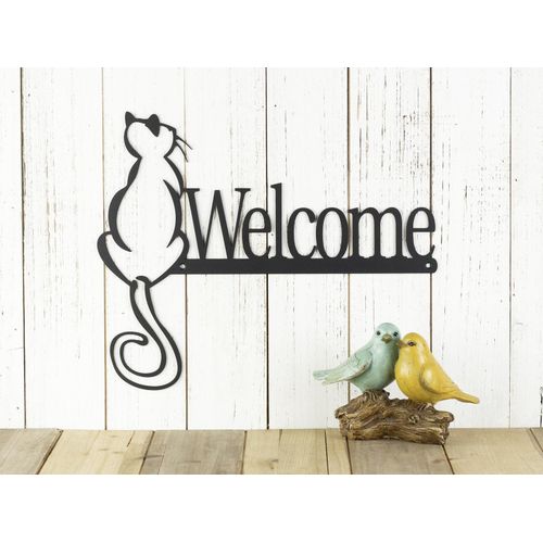 cat welcome sign wall art