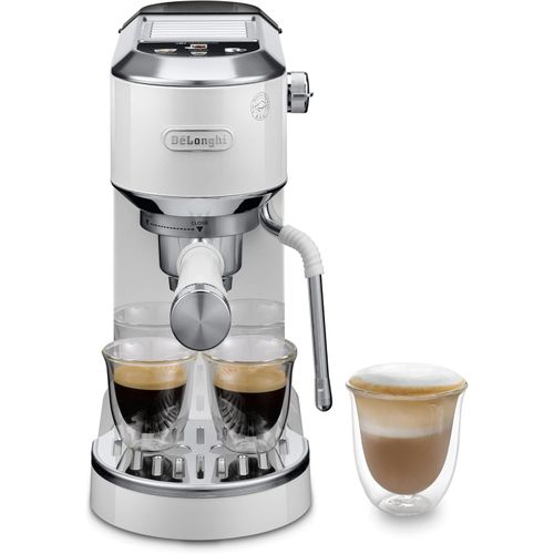 Dedica Duo EC890.WI, Barista Coffee Machine with Pump, Espresso and Cold Brew, Manual Coffee Machine with LatteArt Steam Rod, 15 cm Wide, 2 Espresso, Touch Screen, Cups up to 13 cm, White