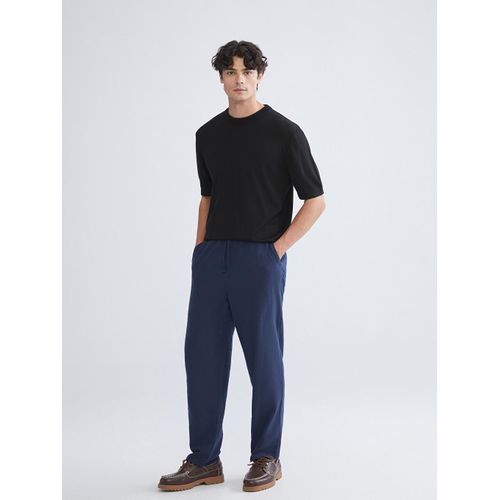 Relaxed Fit Linen Look Men's Trousers