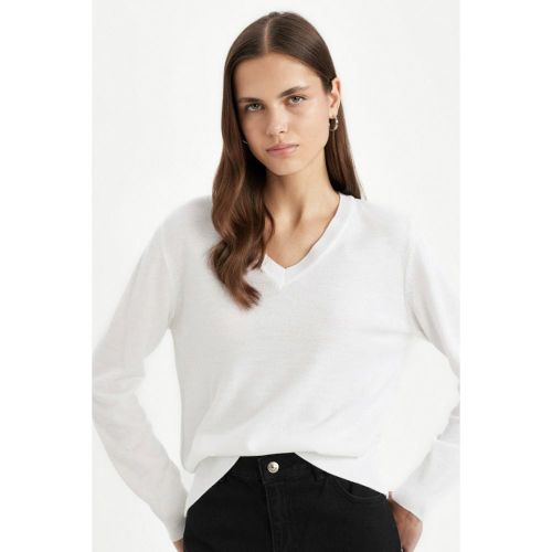 Woman Relax Fit Long Sleeve Pullover - ECRU