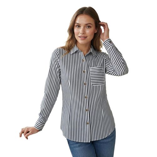 Lined Chemise For Women - FISCOSE- Full Sleeve - DARK BLUE